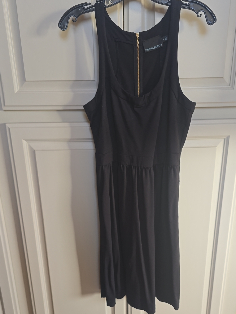 Cynthia Rowley Black Sleeveless Mini Dress with Gold Zip